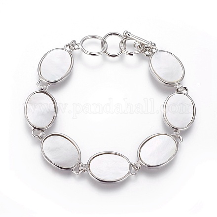 Weiße Muschel Perlen Armbänder BJEW-L613-17A-1