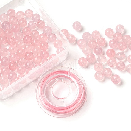 100шт 8мм натуральный мадагаскар розовый кварц круглые бусины DIY-LS0002-50-1
