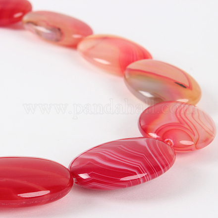 Natural Agate Glossy Oval Bead Strands G-E221-03A-1