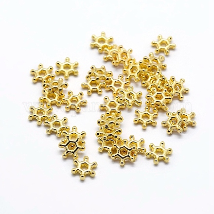 プラスチックビーズスペーサをめっきする  花  黄金メッキ  7x2mm  穴：1.5mm  約14700個/500g PACR-G004-C01-1