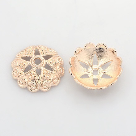 Chapeaux de perles en alliage d'or rose sans nickel et sans plomb PALLOY-J471-61RG-FF-1