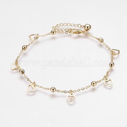 Brass Charm Bracelets BJEW-L614-14G-1