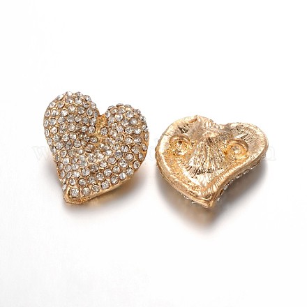 Ligeros chapados en oro con rhinestone de aleación de corazón RB-J443-01KCG-1