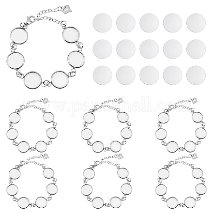Kit de fabricación de pulseras de cadenas de eslabones redondos planos de cúpula en blanco diy dicosmetic DIY-DC0001-75-1