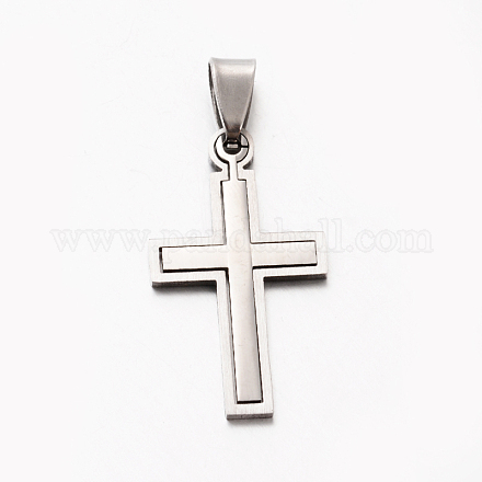 Personalized 201 Stainless Steel Cross Pendants STAS-F010A-52-1