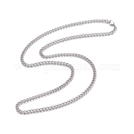 男性女性のための304つのステンレス鋼の縁石のチェーンのネックレス  ステンレス鋼色  24.02インチ（61cm） NJEW-JN03846-03-1