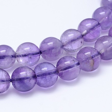 Natural Amethyst Round Bead Strands G-M212-4mm-01A-1