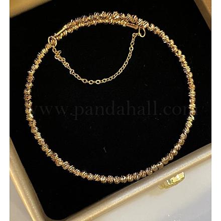 Bracelet manchette en perles de fleurs torsadées en laiton avec chaînes de sécurité JB761A-1