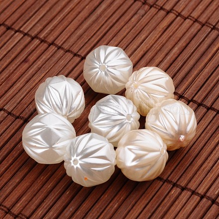 Овальной формы с цветком акриловые имитация жемчужные бусины X-OACR-O002-3791-1