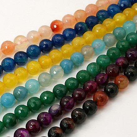 Natural Agate Beads Strands G-E054-10mm-M-1