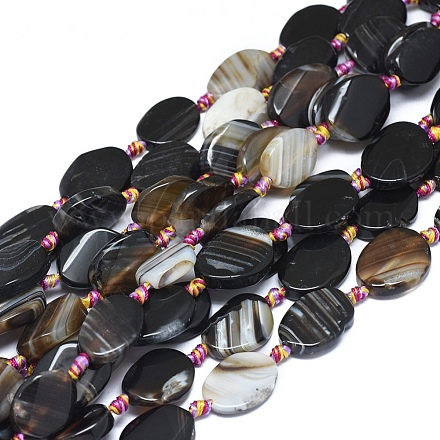 Agate à bandes naturelles / brins de perles d'agate à rayures G-L544-014-1