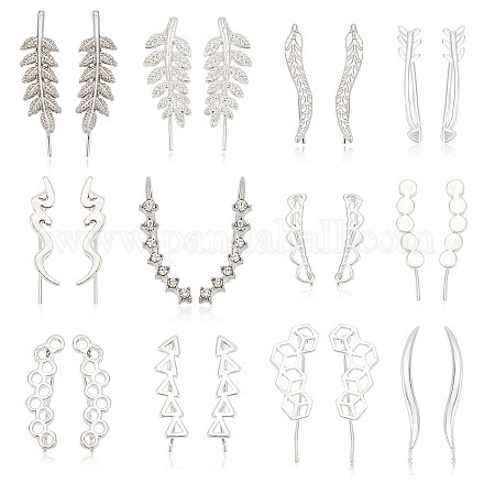 Anattasoul 9 paires 9 style feuille & serpent & triangle & coeur & flèche boucles d'oreilles pendantes en alliage EJEW-AN0002-02-1