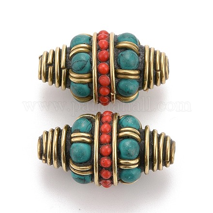 Perles en laiton de style tibétain faites à la main TIBEB-K032-05-1