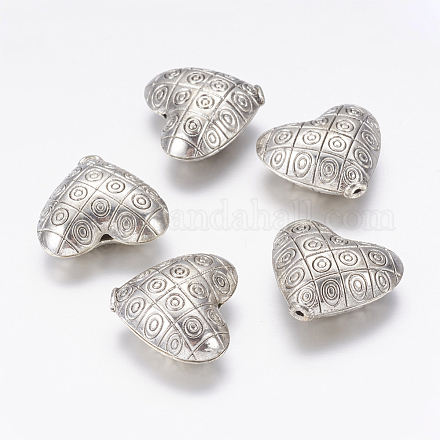 Tibetan Silver Alloy Heart Beads X-LF10534Y-1