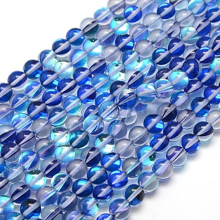 Synthetic Moonstone Beads Strands G-F143-10mm-06-1