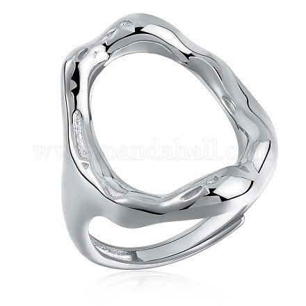 925 anillo ajustable ovalado de plata de primera ley con baño de rodio JR878A-1