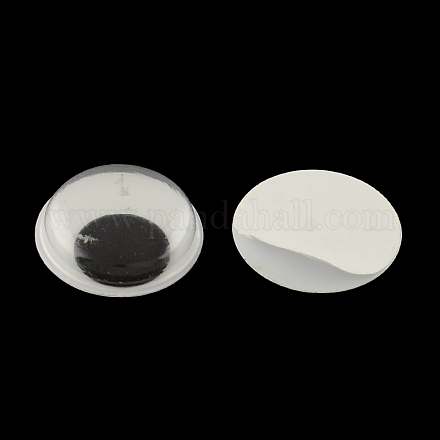 En blanco y negro de plástico meneo ojos saltones botones y accesorios de diy artesanías de álbum de recortes de juguete con parche de la etiqueta en la parte posterior X-KY-S002B-15mm-1