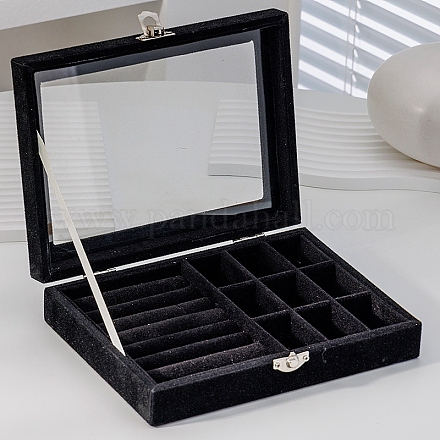 Boîtes d'organisateur de bijoux en velours rectangle PW-WG75798-04-1