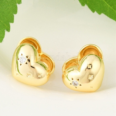 Серьги-кольца из латуни с прозрачным фианитом EJEW-Q016-07G-1