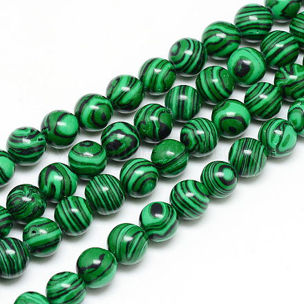 Synthetic Malachite Beads Strands X-G-T053-6mm-05-1
