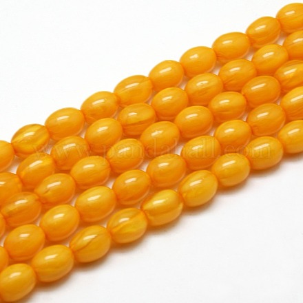 Buddhist Jewelry Beaded Findings Resin Imitation Beeswax Oval Bead Strands RESI-L002-H04-1