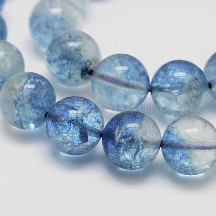 Chapelets de perles de quartz craquelées naturelles rondes et teintées G-K084-6mm-03A-1