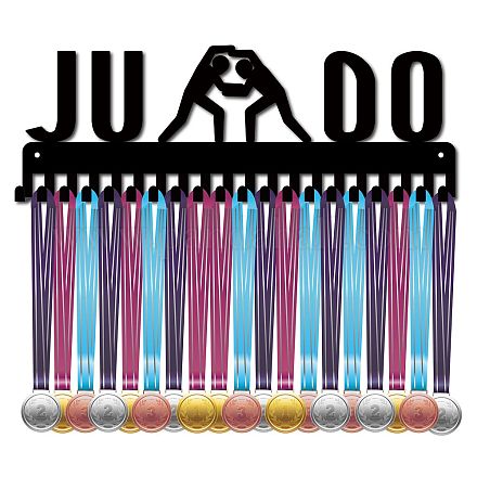 CREATCABIN Judo Medal Holder Display Hanger Rack Sports Metal Wall Mount with 20 Hooks Hang Over 60 Medals Runners Home Badge Running Marathon Gymnastics Black 15.7 x 5.6inch ODIS-WH0028-018-1
