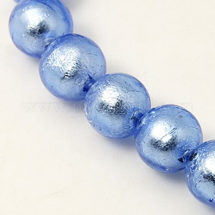 Chapelets de perles de feuille d'argent en verre X-FOIL-G019-10mm-06-1