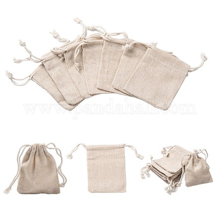 コットンラッピングポーチ巾着袋  小麦  10x8cm X-ABAG-R011-8x10-1