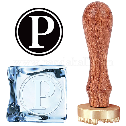 CRASPIRE P Ice Stamp Letter Ice Cube Stamp Ice Branding Stamp with Removable Brass Head & Wood Handle Vintage Ice Stamp for DIY Crafting Cocktail Whiskey Mojito Drinks Bar Making DIY-CP0007-80P-1