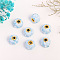 Polyester European Beads, with Iron Core, Large Hole Beads, Rondelle, Light Sky Blue, 15x14mm, Hole: 4mm