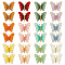 24Pcs 12 Colors Cloth Self Adhesive Patches, Costume Accessories, Butterfly, Mixed Color, 31x39x1.4mm, 2pcs/color 