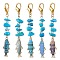 Alloy Enamel Pendant Decorations, with Zinc Alloy Lobster Claw Clasps and Synthetic Turquoise Beads, Fish, Mixed Color, 73mm