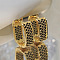 Oval Brass Micro Pave Cubic Zirconia Hoop Earrings, Golden, 18x8mm