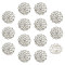 14pcs 1-Hole Alloy Shank Button, with Rhinestone, Flower, Silver, 23.5x12.5mm, Hole: 2.3mm