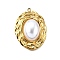 Plastic Pearl Pendants, with 304 Stainless Steel, Oval, 31.5x23x7.5mm, Hole: 1.8mm