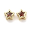 Brass with Cubic Zirconia Beads, Star, Long-Lasting Plated, Rack Plating, Lead Free & Cadmium Free, Ion Plating(IP), Real 18K Gold Plated, 6x6.5x4mm, Hole: 2x1.5mm