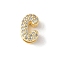 Brass Micro Pave Clear Cubic Zirconia Initial Multi-strand Links, Real 18K Gold Plated, Lead Free & Cadmium Free, Long-Lasting Plated, Rack Plating, Letter C, 10x5~9.5x4.5~5mm, Hole: 1.5~3.2x2~8mm