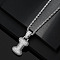Brass Micro Pave Clear Cubic Zirconia Chunky Initial Pendant Necklaces, Platinum, Letter I, 19.69 inch(50cm)