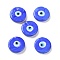 Handmade Evil Eye Lampwork Beads, Flat Round, Rosy Brown, 17~17.5x4mm, Hole: 1.2mm