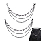 2Pcs Aluminum & Iron Spike Rivet Tassel Chains Belt, with Alloy Swivel Clasps, Garment Accessories, Black, 483mm