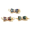 Brass Micro Pave Clear Cubic Zirconia Box Clasps, with Shell & Enamel, Long-Lasting Plated, Lead Free & Cadmium Free, with Jump Ring, Real 18K Gold Plated, Bowknot, Mixed Color, 9x22x6mm, Hole: 3mm