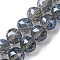 Transparent Electroplate Glass Beads Strands, Round, Faceted, Steel Blue, 12x11mm, Hole: 1.6mm, about 33pcs/strand, 14.37 inch(36.5cm)