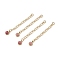Ion Plating(IP) 316 Surgical Stainless Steel Curb Chain Extender with Natural Rhodonite Round Charm, Golden, 53.5mm, Hole: 2.5mm