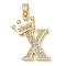 Rack Plating Brass Micro Pave Cubic Zirconia Pendants, Long-Lasting Plated, Lead Free & Cadmium Free, Real 18K Gold Plated, Letter X, 22~24x12~22x2mm, Hole: 3x4mm