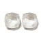 Glass Rhinestone Cabochons, Point Back & Back Plated, Faceted, Square, Crystal, 10x10x5.5mm