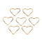 Brass Linking Rings, Textured, Heart, Real 18K Gold Plated, 13x14.5x1mm