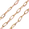 304 Stainless Steel Enamel Cable Chains, Soldered, with Spool, Ion Plating(IP), Real 18K Gold Plated, Misty Rose, 6.5x3x0.5mm, about 32.81 Feet(10m)/Roll