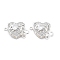 Brass Micro Pave Cubic Zirconia Box Clasps, with Glass, Heart, 2-Strand, 4-Hole, Silver, Clear, 14x20x9mm, Hole: 1.2~1.4mm