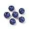 Independence Day Theme Wood European Beads, Printed Large Hole Beads, Round, Blue, 15.5~6mm, Hole: 4mm